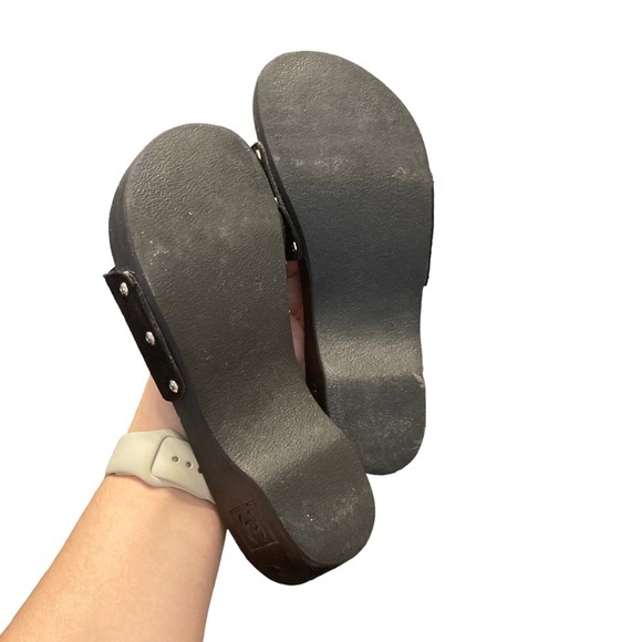 Vintage Chanel Sandals Black CC Mules Wooden Clogs Size 37 - Picture 4 of 8